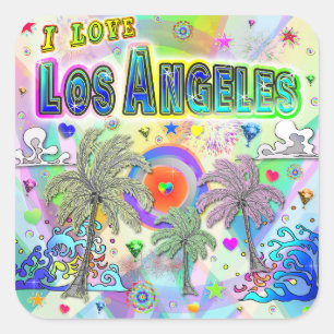 Carré I LOVE Los Angeles Deep Dream Sticker