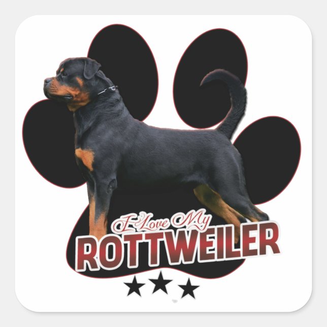 Carré I Love My Rottweiler Sticker (Devant)