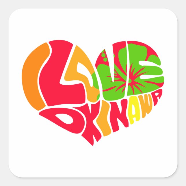 Carré I Love Okinawa Sticker (Devant)