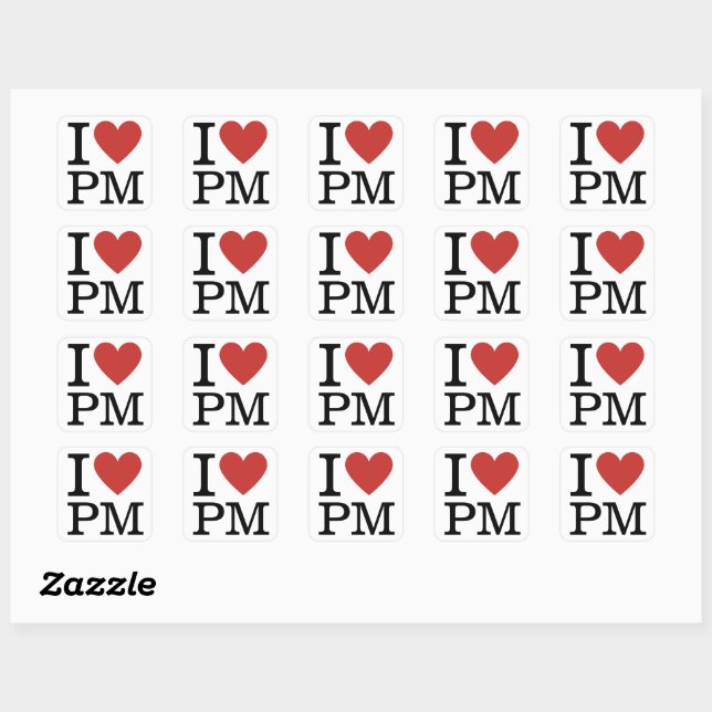 Carré I ❤️ Love PM - Project Management STICKER (Feuille)