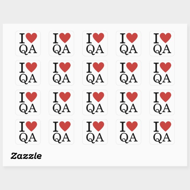 Carré I ❤️ Love QA - Quality Assurance STICKER (Feuille)