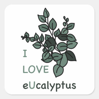 Carré I LOVE Sticker Ucalyptus