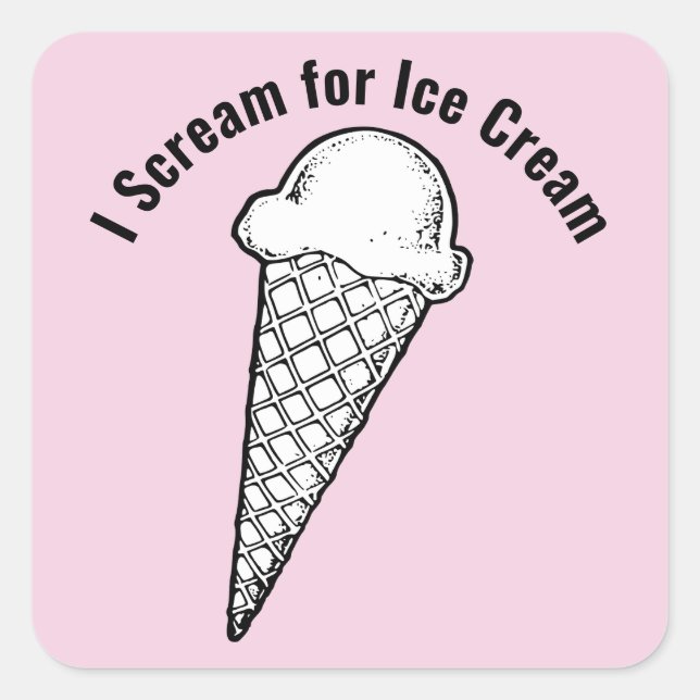 Carré Ice Cream Cone Design Vinyl Sticker (Devant)