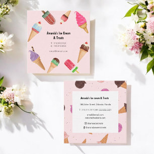 Carré Ice Cream Parlor Boutique Carte de visite rose
