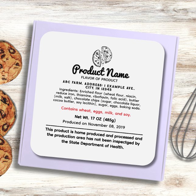 Carré Indiana cottage droit alimentaire étiquettes (Créateur téléchargé)