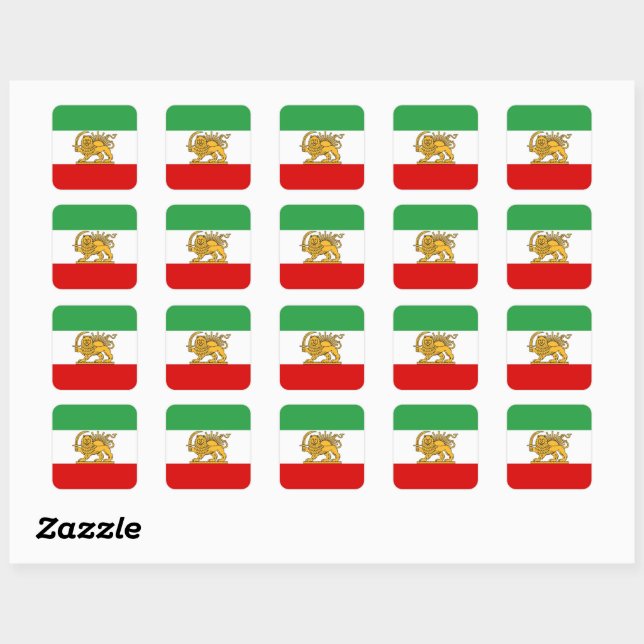 Carré IRAN Lion and Sun Flag Mini Sticker (Feuille)