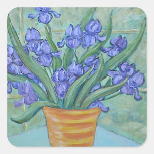 Carré Iris mauve dans le Vase Sticker