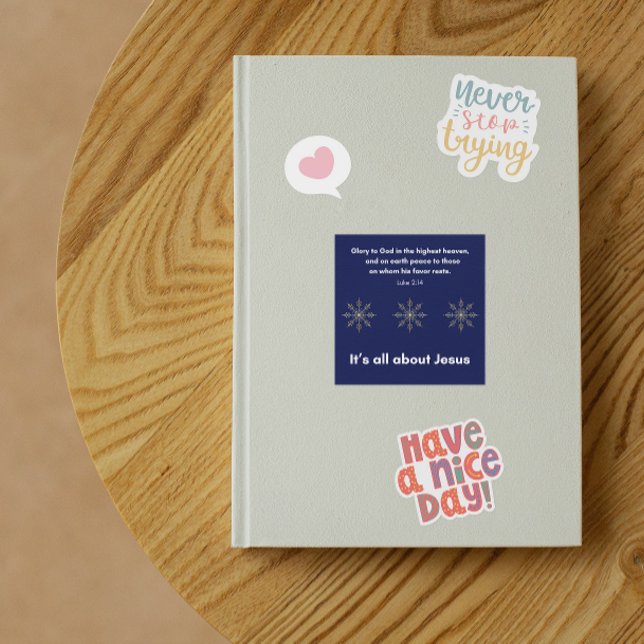 Carré It’s All About Jesus – Christmas Sticker #13 (Créateur téléchargé)