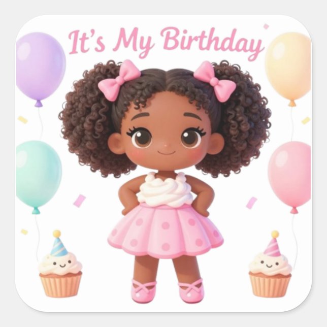 Carré It's My Birthday Square Sticker (Devant)