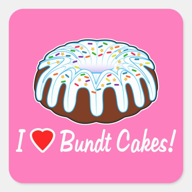 Carré J'adore Bundt Sticker de gâteau (Devant)