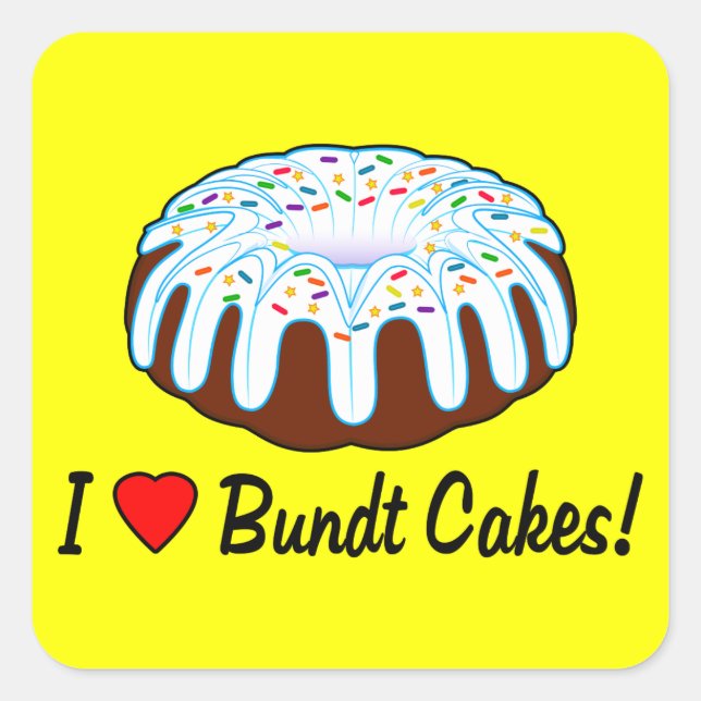 Carré J'adore Bundt Sticker de gâteau (Devant)