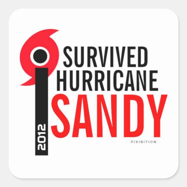 Carré J'ai survécu à l'ouragan Sandy Sticker 4 (Devant)
