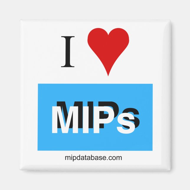 Carré J'aime MIPs aimant mipdatabase logo (Devant)