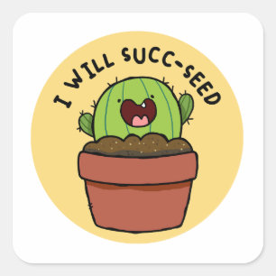 Carré Je Vais Succ-seed Cactus Sticker à pistolet Positi