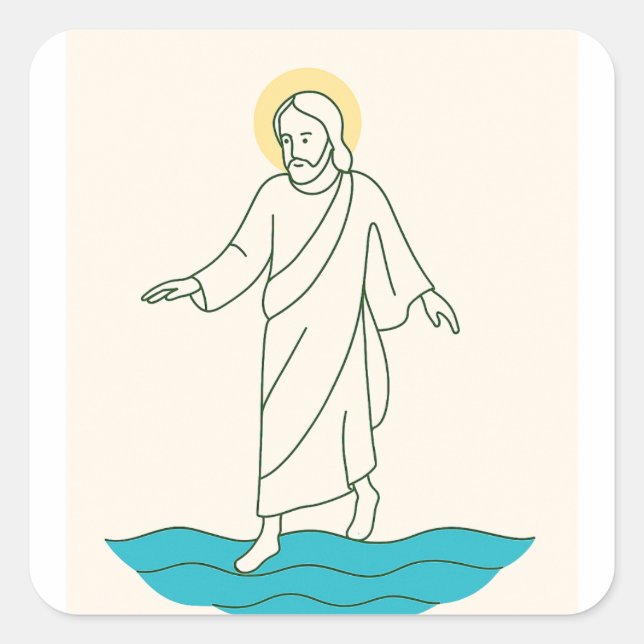 Carré Jesus Walking on Water Sticker (Devant)