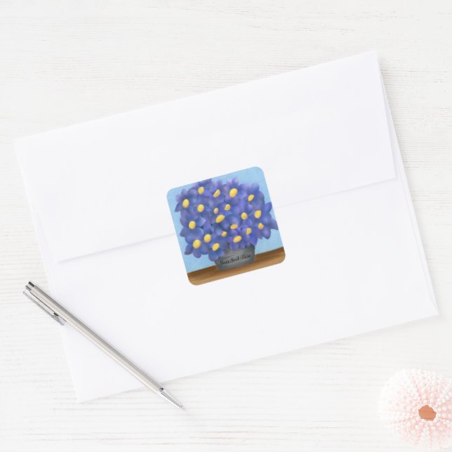 Carré Joli Bouquet de fleurs violettes Sticker (Enveloppe)