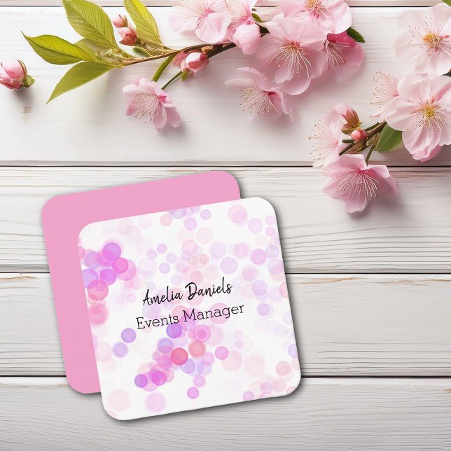 Carré Joli Carte de visite rose Bokeh (Créateur téléchargé)