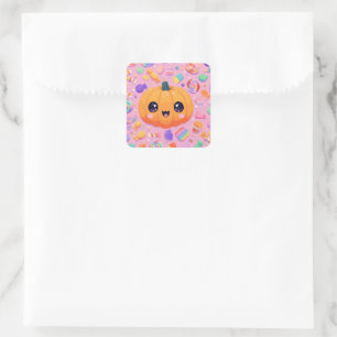 Carré Joli Jack-o-lanterne avec bonbon - Sticker Sheet