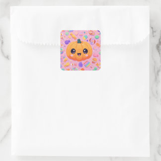 Carré Joli Jack-o-lanterne avec bonbon - Sticker Sheet