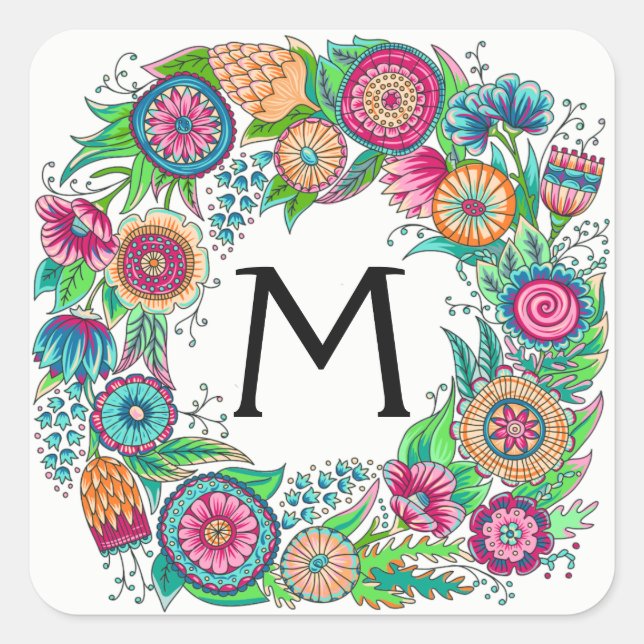 Carré Joli Sticker Floral Monogram (Devant)