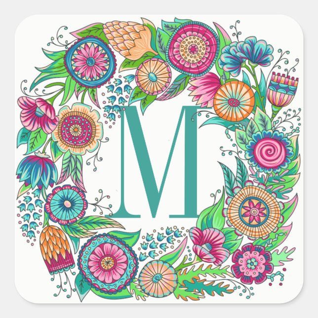Carré Joli Sticker Floral Monogram (Devant)