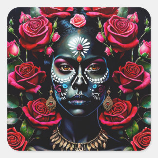 Carré Jour de la mort Elegance Sticker - Crâne de sucre 