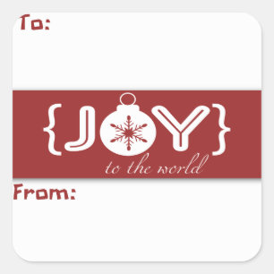 Carré Joy To The World Christmas Ornament Sticker Cadeau