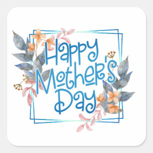 Carré Joyeuse Fête des Mères Cadre Floral Sticker