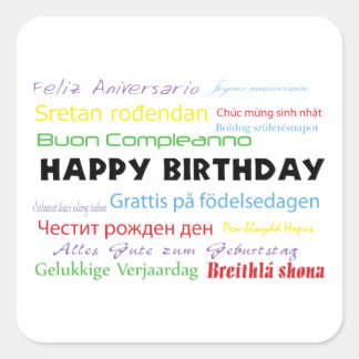 Carré Joyeux anniversaire dans plusieurs langues Sticker