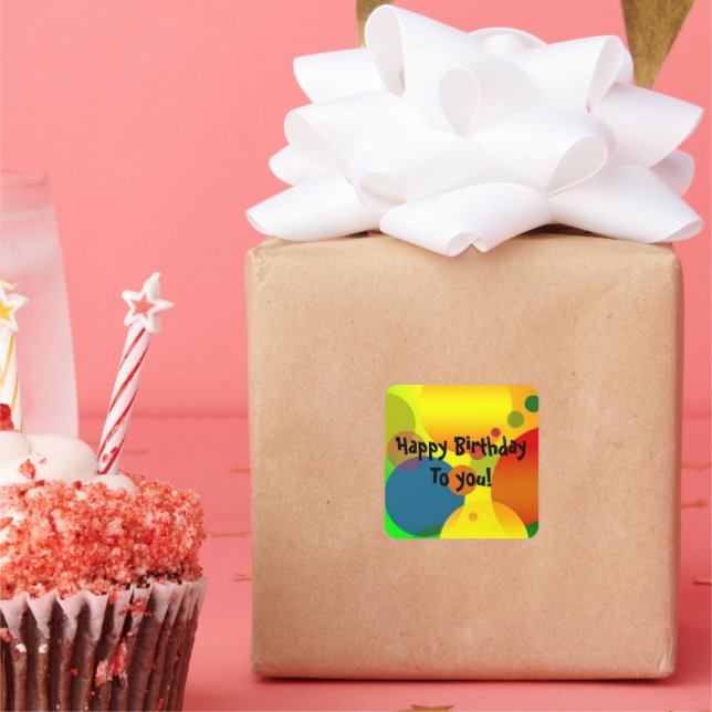 Carré Joyeux Anniversaire Pour Vous Colorful Sticker Bub (Fête)