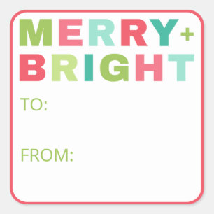 Carré Joyeux + Bright Christmas Cadeau Sticker