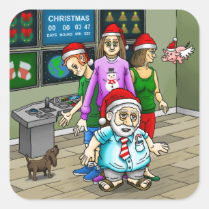 Carré Joyeux Noël à Père Noël Office Sticker