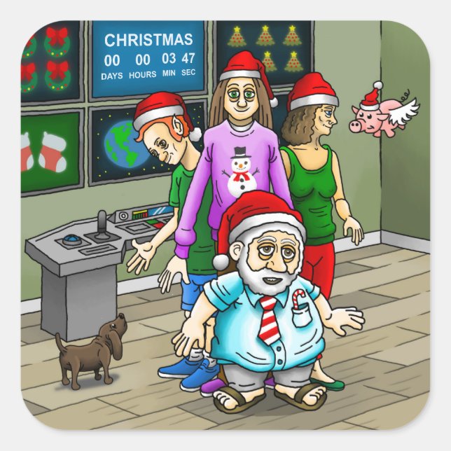 Carré Joyeux Noël à Père Noël Office Sticker (Devant)