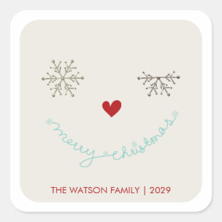 Carré Joyeux Noël mignon Wink Sticker de vacances