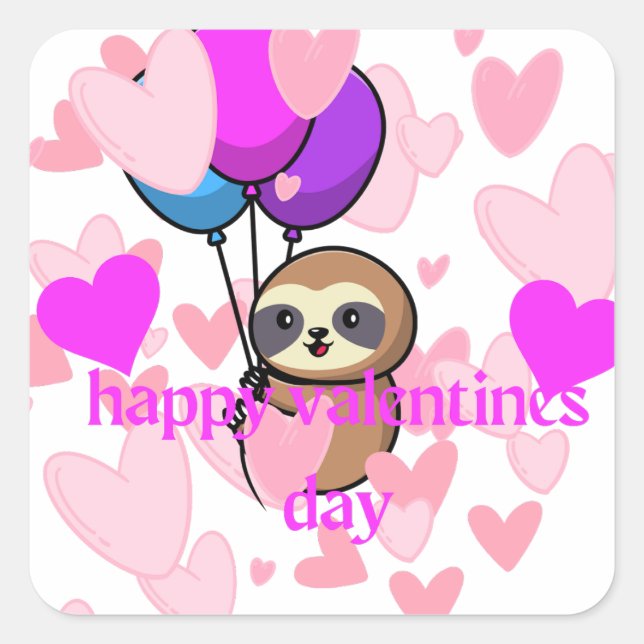 Carré joyeux valentines jour sloth sticker (Devant)