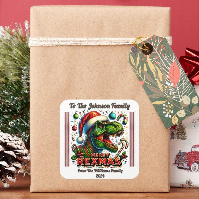 Carré Joyful Holiday Dinosaur Sticker (vacances)