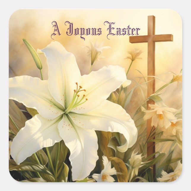 Carré Joyous Easter Cross Sticker (Devant)