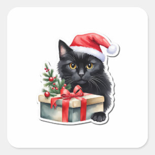 Carré 🎁 Kitten de Noël avec Sticker boîte cadeau