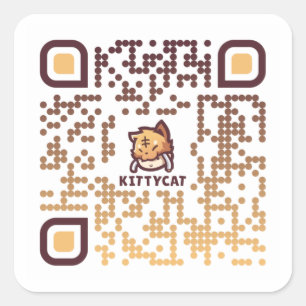 Carré KittyCat QR Code - 20 Sticker Sheet 1 1/2" (blanc)