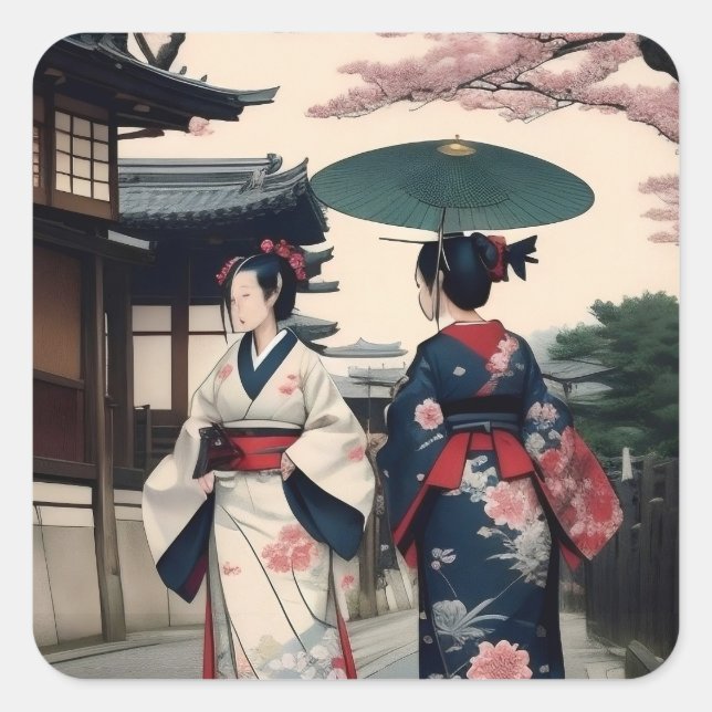 Carré Kyoto Spring Walk Kimono Sticker (Devant)