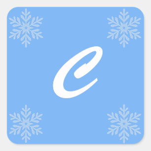 Carré Laisser la neige Blue Monogram Sticker Seals
