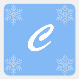 Carré Laisser la neige Blue Monogram Sticker Seals
