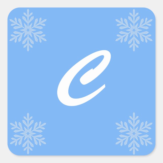 Carré Laisser la neige Blue Monogram Sticker Seals (Devant)