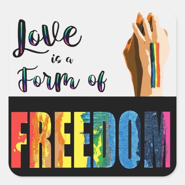 Carré L'amour est une forme de liberté Sticker (Devant)