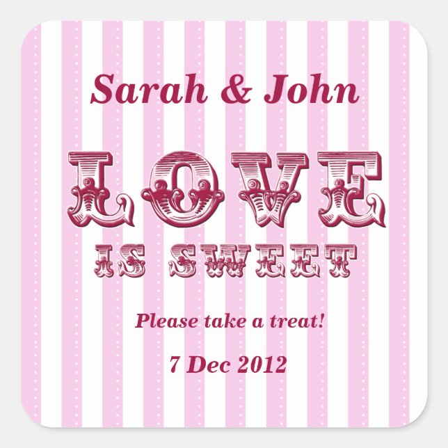 Carré L'Amour rose et blanc est doux Sticker Buffet Cand (Devant)