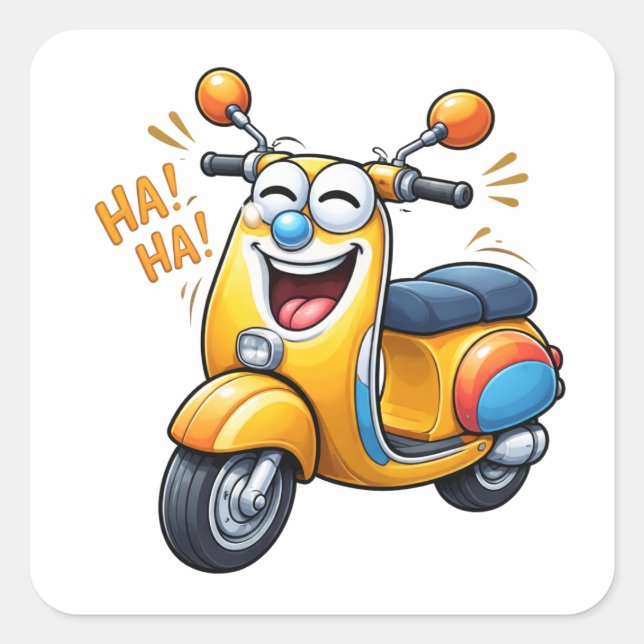 Carré Laughing Cartoon Scooter Character Sticker (Devant)