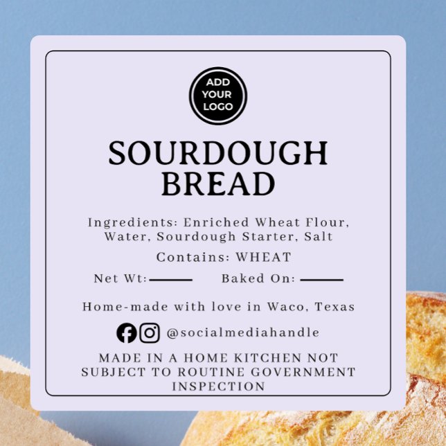Carré Lavender Sourdough Ingredient Cottage Sticker (Créateur téléchargé)