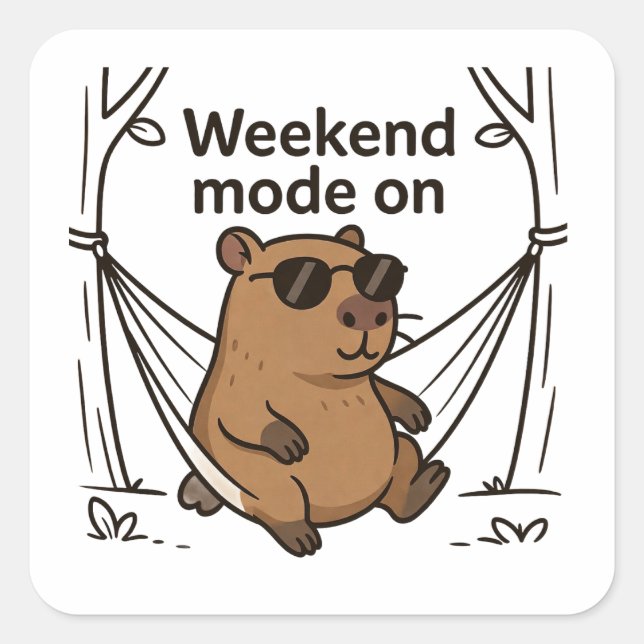 Carré Lazy Capybara Meme Cartoon Sticker (Devant)