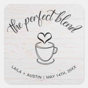 Carré Le Mélange Parfait Café Mariage Favor Sticker