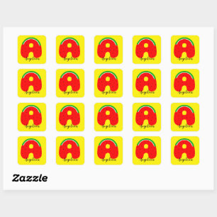 Carré Lettre A Sticker, Sticker Nom De Pastèque,